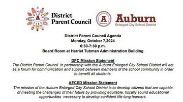 District Parent Council Meeting, October 7 @ 6:30pm