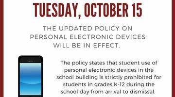 October 15: Updated Personal Electronic Device Policy Will Be in Place