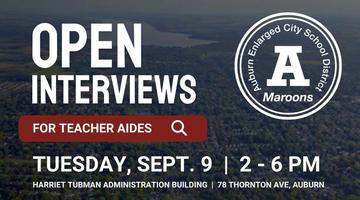 Open Interviews for Teacher Aide positions - September 9, 2025